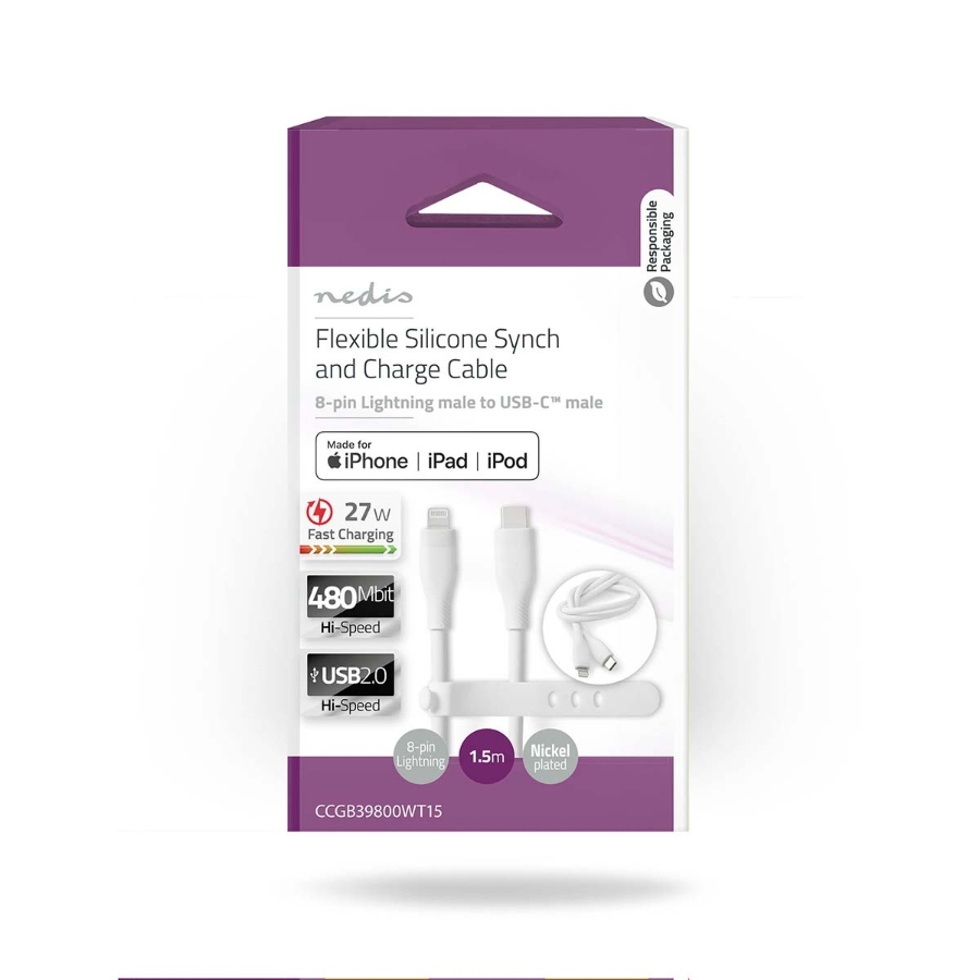 Nedis CCGB39800WT15 Lightning Kabel USB 2.0 | Apple Lightning 8-Pin | USB-C™ Stecker | 480 Mbps