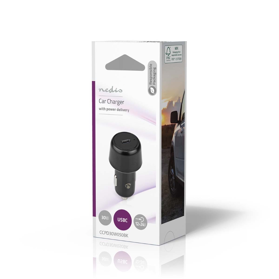 Nedis CCPD30W050BK Auto-Ladegerät 30 W | 2.0 / 3.0 A | Anzahl der Ausgänge: 1 