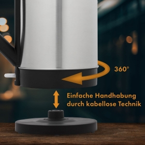 Clatronic WKS 3692 sw Wasserkocher, 1,5 l, 2200 W, inox 
