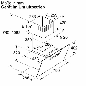 Siemens LC87KFN60 Dunstabzug Kamin schräg 80 cm 