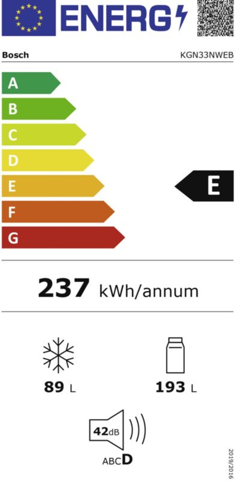 Bosch KGN33NWEB Kühl-/Gefrierkombinationen Stand Weiss 