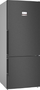 Bosch KGN76AXDR Serie 6, Freistehende Kühl-Gefrier-Kombination mit Gefrierbereich unten, 75x186 x 80 cm, Gebürsteter schwarzer