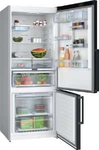 Bosch KGN76AXDR Serie 6, Freistehende Kühl-Gefrier-Kombination mit Gefrierbereich unten, 75x186 x 80 cm, Gebürsteter schwarzer