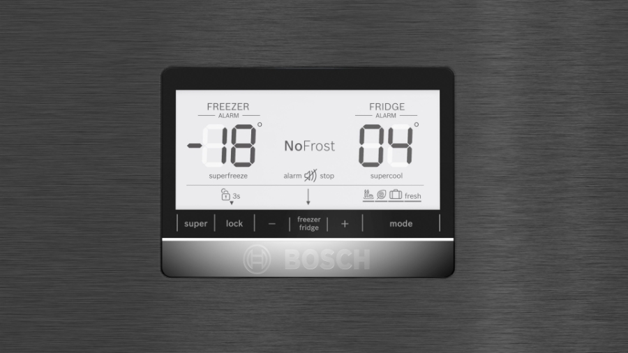 Bosch KGN76AXDR Serie 6, Freistehende Kühl-Gefrier-Kombination mit Gefrierbereich unten, 75x186 x 80 cm, Gebürsteter schwarzer