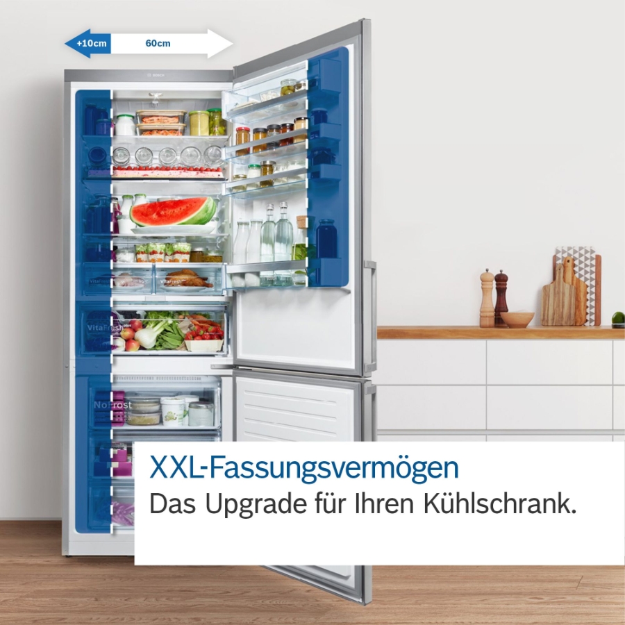 Bosch KGN76AXDR Serie 6, Freistehende Kühl-Gefrier-Kombination mit Gefrierbereich unten, 75x186 x 80 cm, Gebürsteter schwarzer