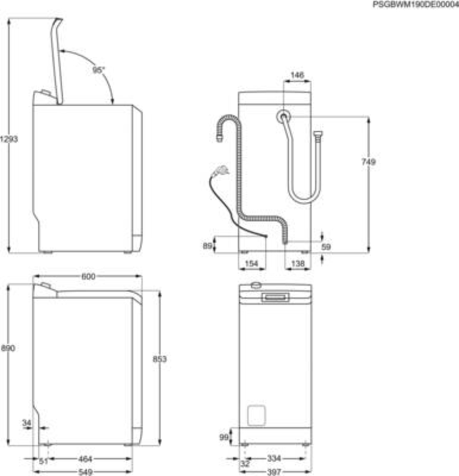 AEG LTR6EP4ECO LAVAMAT  Waschmaschinen Toplader Weiss 6kg 1200 U/min,Mengenautomatik / Nachlegefunktion / Wasserstopp 