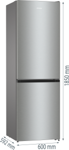 Gorenje NFB612CSXL4  Kühl-Gefrierkombination Stand Nofrost  185 x 60 x 59.2 cm, Edelstahl