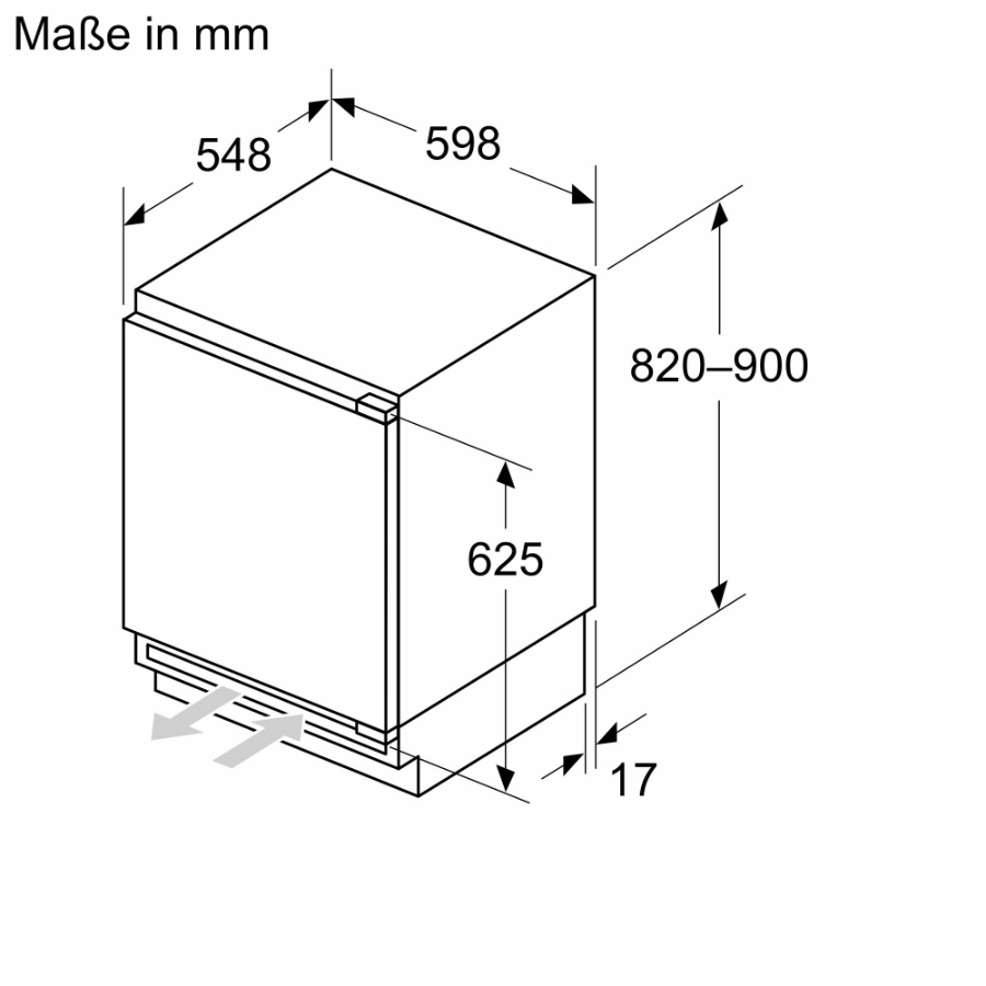 Siemens KU21RVFE0 Unterbaukühl.o. Gefrier. H:82cm,B:59,8cm,E 