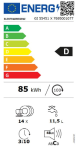 Elektrabregenz GI 55451 X Geschirrspüler Einbau teilintegriert 60 cm Edelstahl