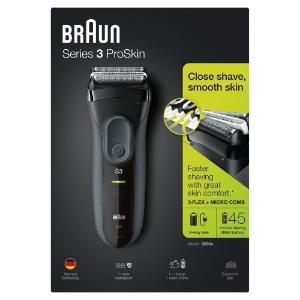 Braun Personal Care Series 3 ProSkin 3000s Elektrorasierer, Schwarz – wiederaufladbarer Rasierer Herren