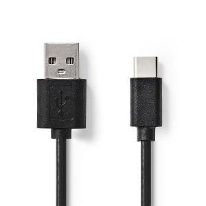 Nedis CCGL60601BK20 USB-Kabel USB 2.0 | USB-A Stecker | USB-C™   Stecker | 5 W | 480 Mbps | Vernickelt | 2.00 m | Rund |