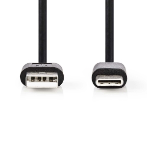 Nedis CCGL60601BK20 USB-Kabel USB 2.0 | USB-A Stecker | USB-C™   Stecker | 5 W | 480 Mbps | Vernickelt | 2.00 m | Rund |
