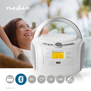 Nedis SPBB100WT  CD-Player Boombox Batteriebetrieben / Netzstromversorgung | Stereo | 9 W |