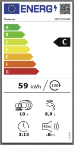 Siemens SR55ZS10ME Geschirrspüler Einbau teilintegriert 45 cm mit Besteckschublade ,Zeolith