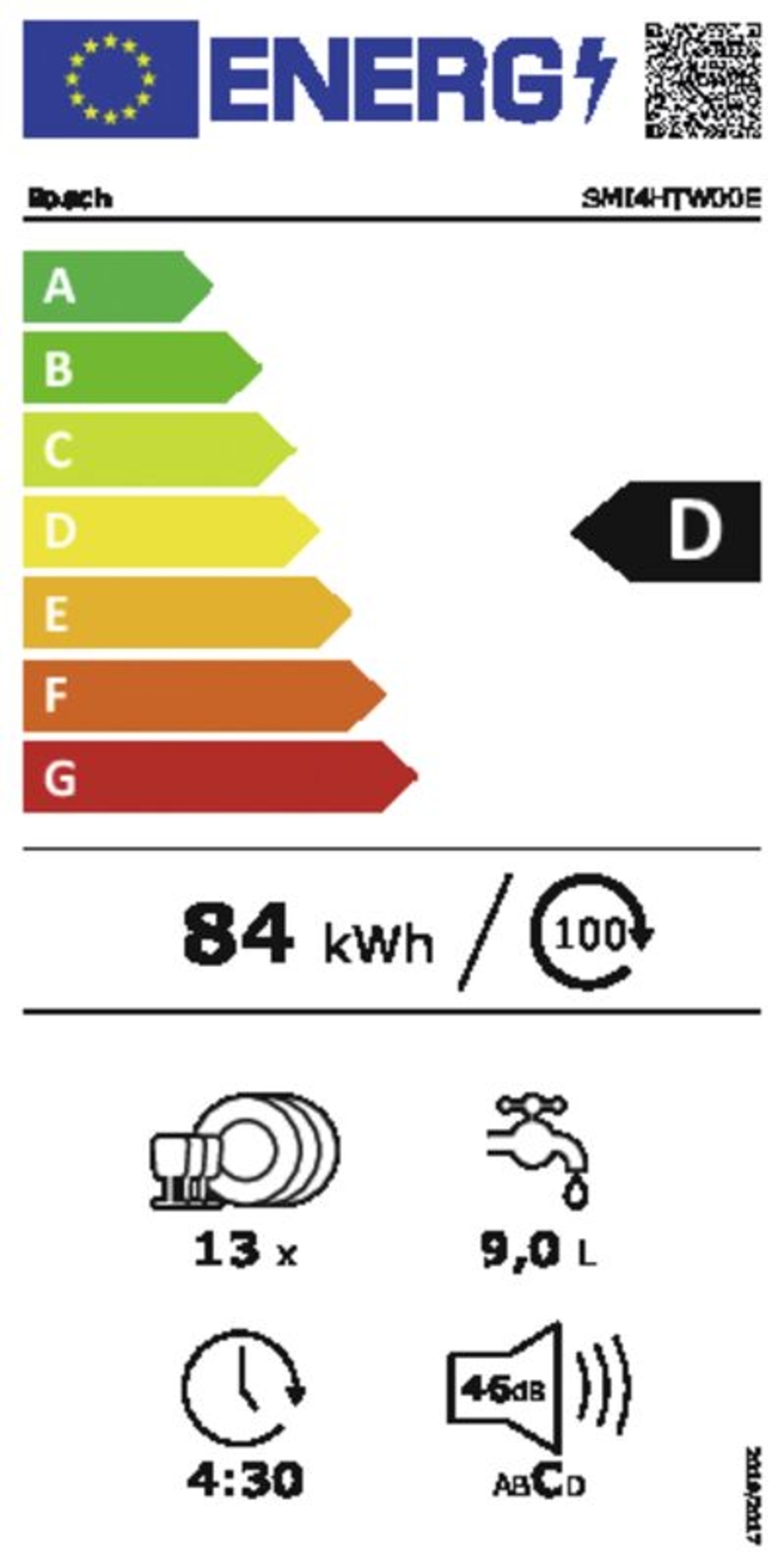 Bosch SMI4HTW00E Geschirrspüler Einbau teilintegriert 60 cm weiß 