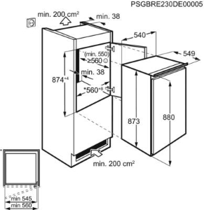 AEG TAB6L88ES Gefrierschrank Einbau 88cm Nische Schlepptür Weiss