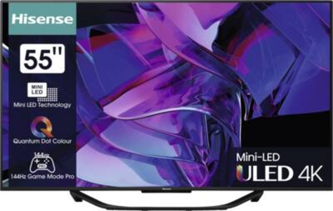 Hisense 55U7KQ 139 cm/55 Zoll, 4K Ultra HD, Smart-TV grau Fernseher