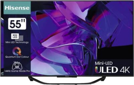 Hisense 55U7KQ 139 cm/55 Zoll, 4K Ultra HD, Smart-TV grau Fernseher