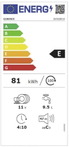Gorenje GV520E10 45cm Einbaugeschirrspüler Vollintegriert ohne Dekorfront !!!