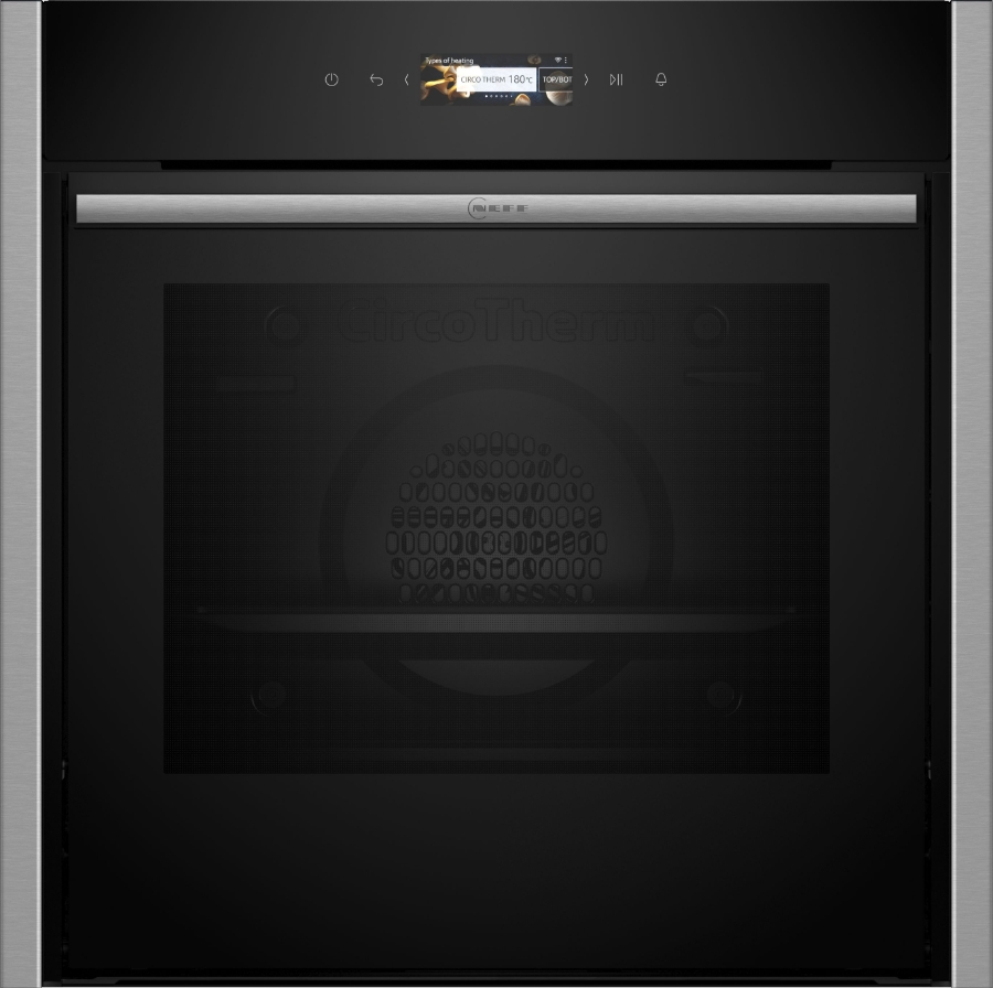 Neff B54CR71N0 N70 Backofen Einbau 60 cm, Edelstahl,Pyrolyse mit Slide & Hide® - eine leichtgängige Ofentür