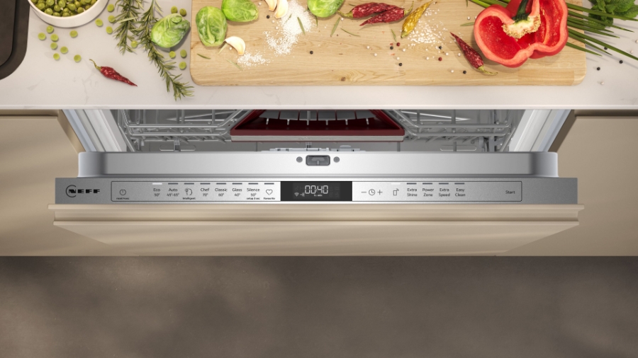 Neff S257YCX04E Geschirrspüler Einbau vollintegriert 60 cm XXL  mit Besteckschublade,Zeolith, Restzeitprojektion (TimeLight)