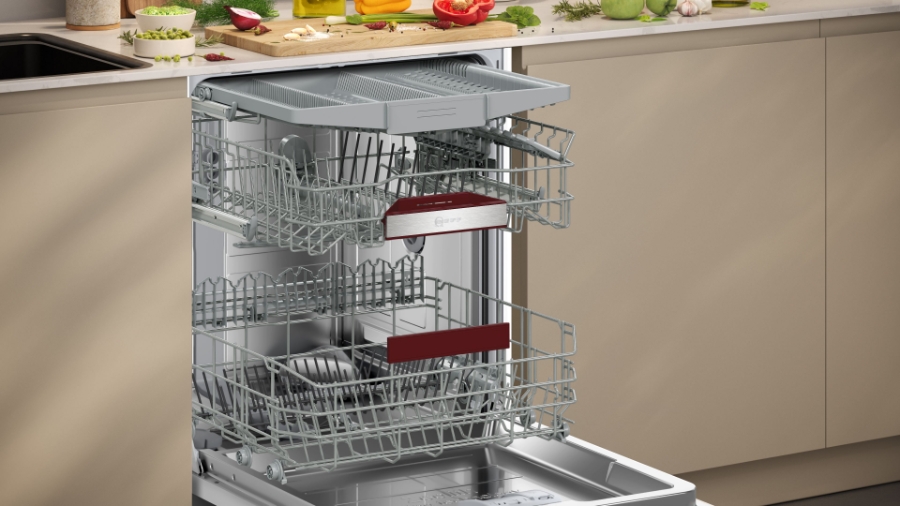 Neff S257YCX04E Geschirrspüler Einbau vollintegriert 60 cm XXL  mit Besteckschublade,Zeolith, Restzeitprojektion (TimeLight)
