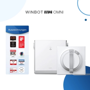 Ecovacs WINBOT W2 OMNI 6-in-1 Multifunktionsstation, integrierter  4500mAh Akku, Kantenreinigungsmodus Weiss