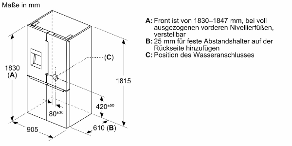 Bosch KFD96APEA Multi Door  183 x 90.5 cm Gebürsteter Stahl 