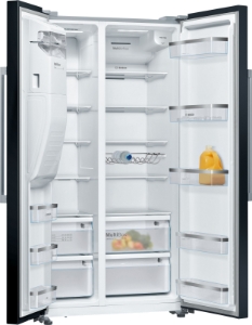 Bosch KAD93ABEP Side by Side 178.7 x 90.8 cm, Schwarz NoFrost,Eis- und Wasserspender mit Wasseranschluss