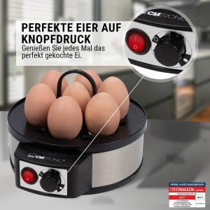 Clatronic EK 3321 Eierkocher, 7 Eier,400 W  Edelstahl mit Härtegradeinstellung 