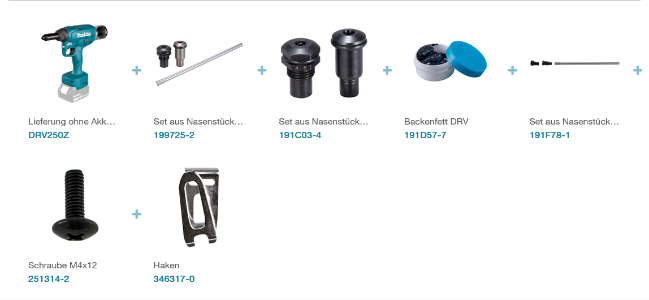 Makita DRV250Z Akku-Nietzange LXT 18 V • 6,4 mm • 20 kN • 30 mm
