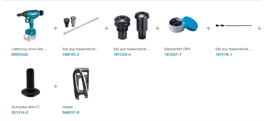 Makita DRV250Z Akku-Nietzange LXT 18 V • 6,4 mm • 20 kN • 30 mm