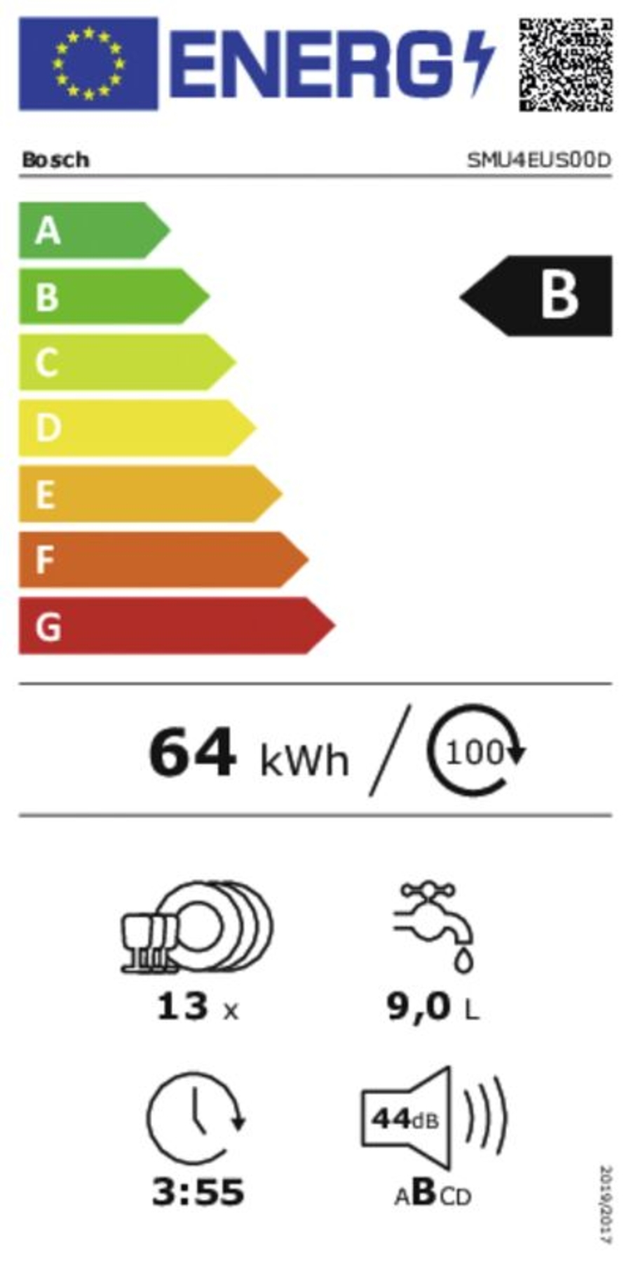 Bosch SMU4EUS00D Geschirrspüler Einbau-Unterbau 60 cm Edelstahl