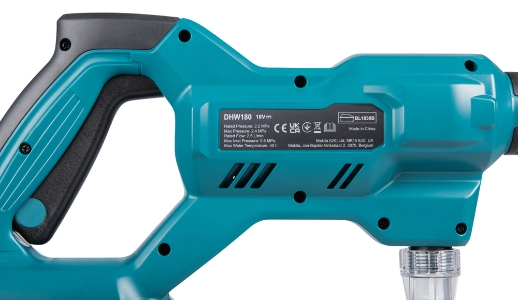 Makita DHW180Z Akku-Druckreiniger 18V • 24 bar • 318 l/h Leichter handgeführter Druckreiniger wahlweise mit 8 oder
