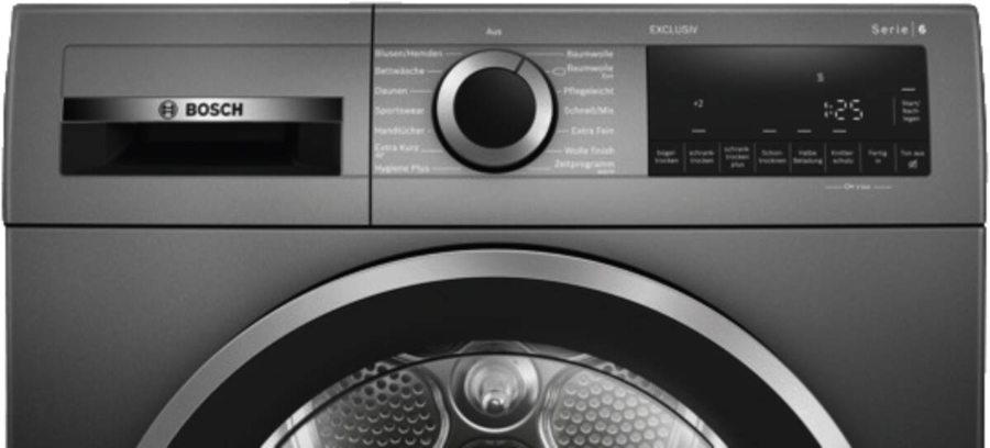 Bosch EXCLUSIV WQG233DR90 Select Line Wärmepumpentrockner Stand 8kg Grau