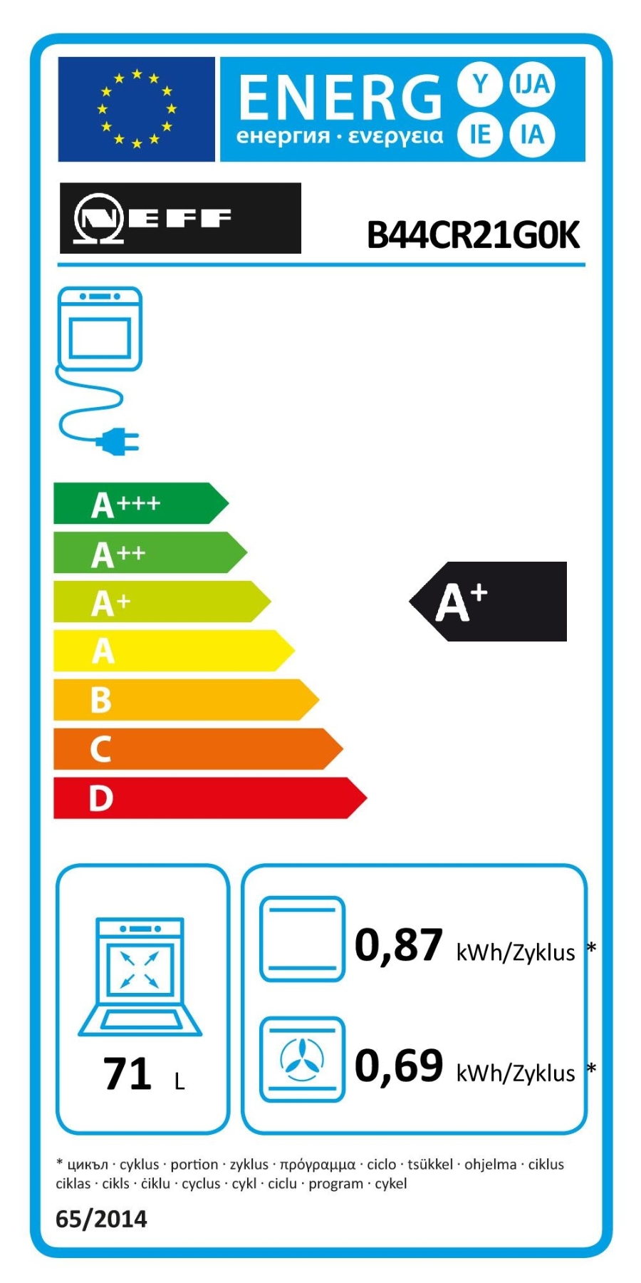 Neff Excellent B44CR21G0K  N70 Backofen, Einbau 60 cm, Graphite  mit Hide® -  für freien und direkten Zugriff