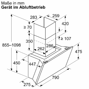Siemens LC81KAN60 iQ500, Wandesse, 80 cm, Klarglas schwarz bedruckt 