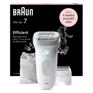 Braun Personal Care Silk-épil 7-041 Epilierer für eine einfache Haarentfernung,   langanhaltend glatte Haut, Weiß/Silber