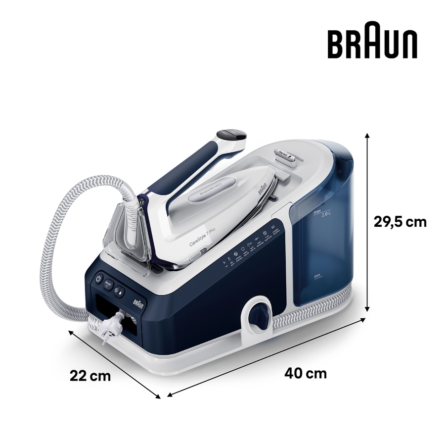 Braun Domestic Home IS7282BL CareStyle 7 Pro Dampfbügelstation 8 bar, 2 Liter Wassertank, 600g/min Turbodampfstoß