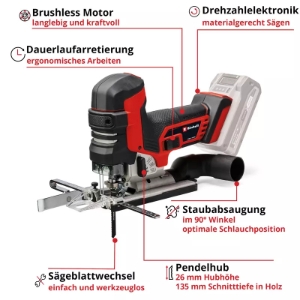 Einhell TP-JST 18/135 Li BL - Solo PROFESSIONAL Akku-Stichsäge  ,Lieferung ohne Akku und Ladegerät (separat erhältlich)
