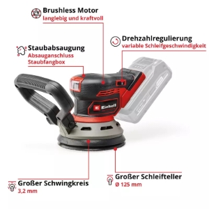 Einhell TP-RS 18/32 Li BL - Solo Akku-Exzenterschleifer ,Lieferung ohne Akku und Ladegerät (separat erhältlich) 