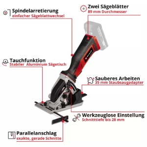 Einhell TE-CS 18/89 Li - Solo Akku-Mini-Handkreissäge 