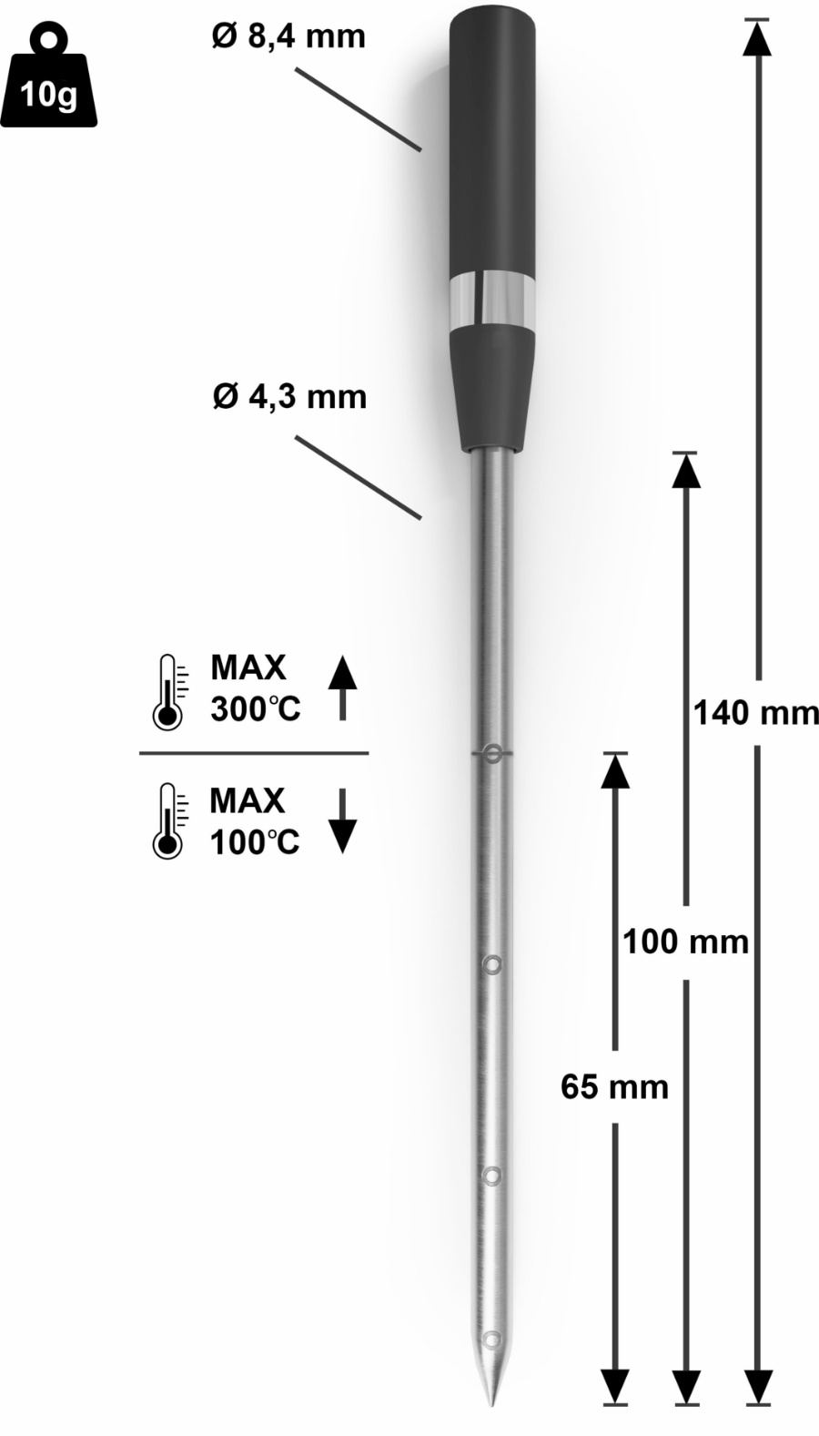 Siemens HZ32WA00 Kerntemperaturfühler, kabellos, 150 x 19 x 52 mm Spülmaschinengeeignet