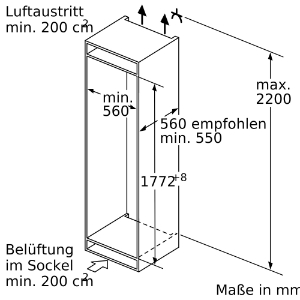 Neff GI7813CE0 N70 Einbau Gefrierschrank  Nofrost Flachscharnier mit Softeinzug (Festtürmontage)