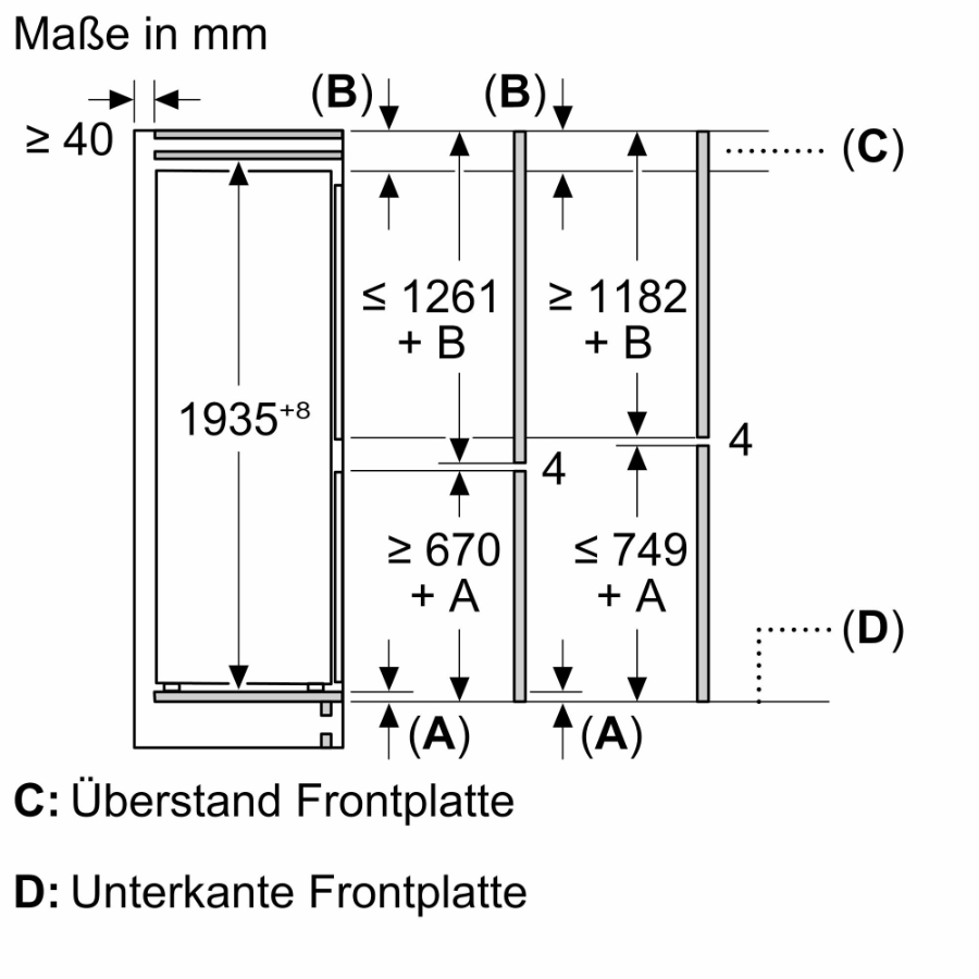 Siemens KB96NNSE0 Einbau Kühl-Gefrierkombination Schlepptür   193.5 x 69.1 cm