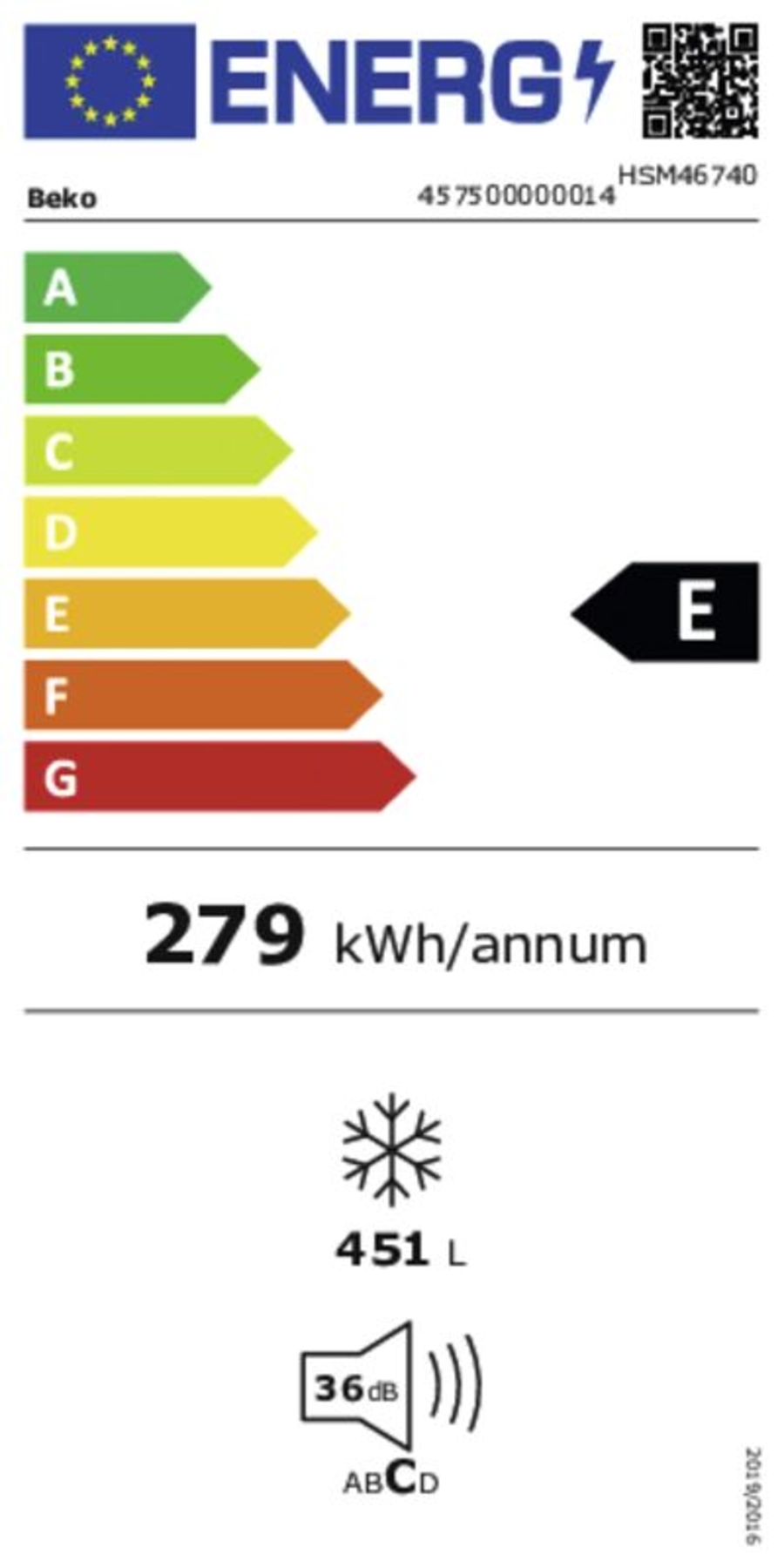 Beko HSM46740 Gefriertruhe  451 l B/H/T: 155,5 cm x 86 cm x 67,5 cm