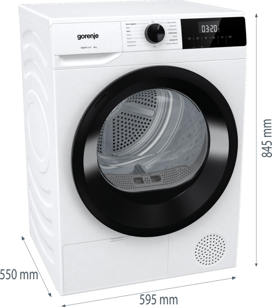 Gorenje DHNE83/AT Wärmepumpentrockner Stand 60 cm weiß A+++ 8 kg 