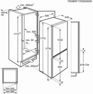 AEG SCE618E5TS Kühl-/Gefrierkombinationen Einbau 178cm NoFrost Schlepptürtechnik