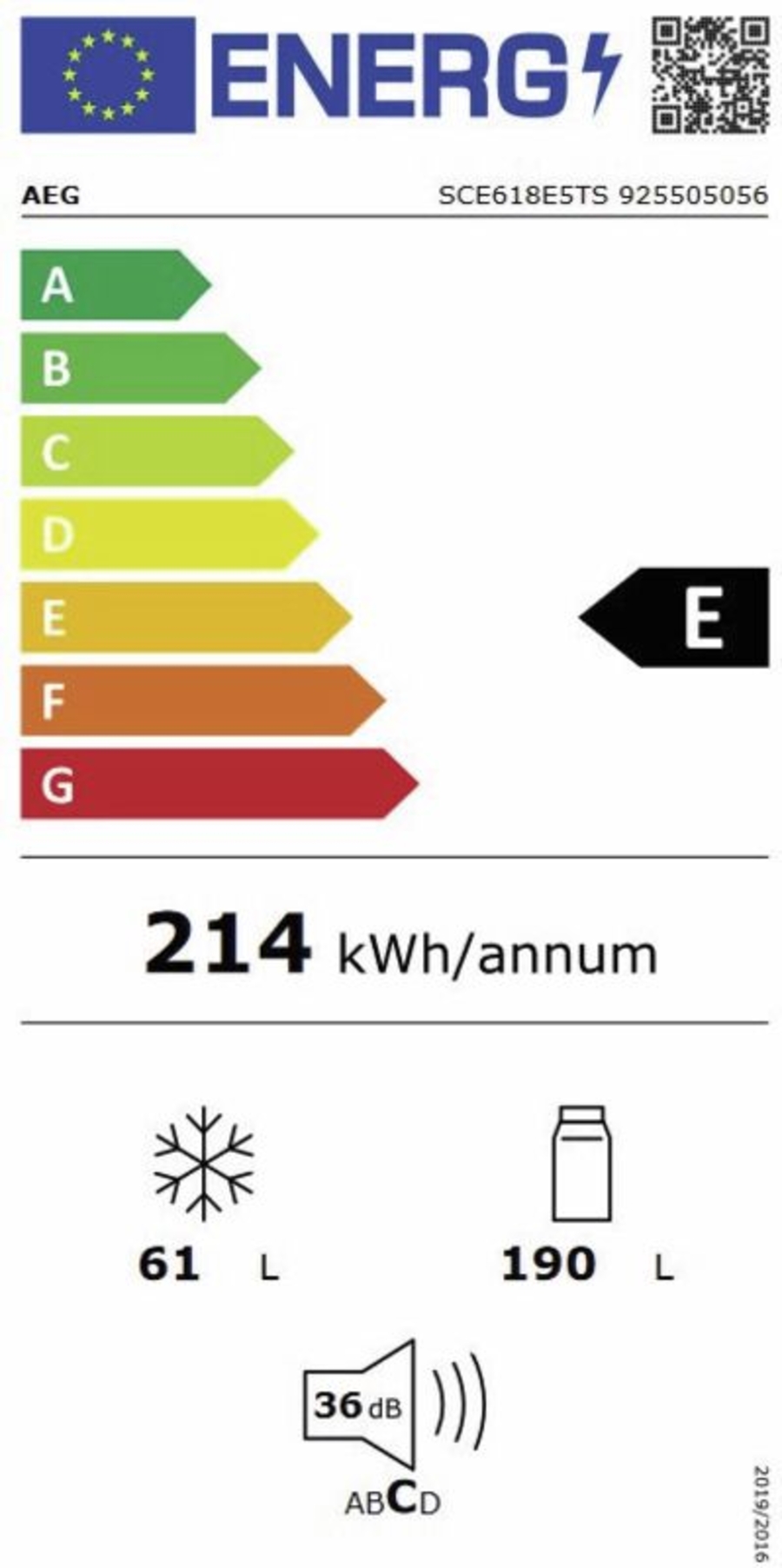 AEG SCE618E5TS Kühl-/Gefrierkombinationen Einbau 178cm NoFrost Schlepptürtechnik