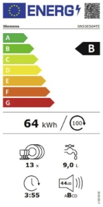 Siemens SN53ES04TE Geschirrspüler einbau teilintegriert 60 cm 